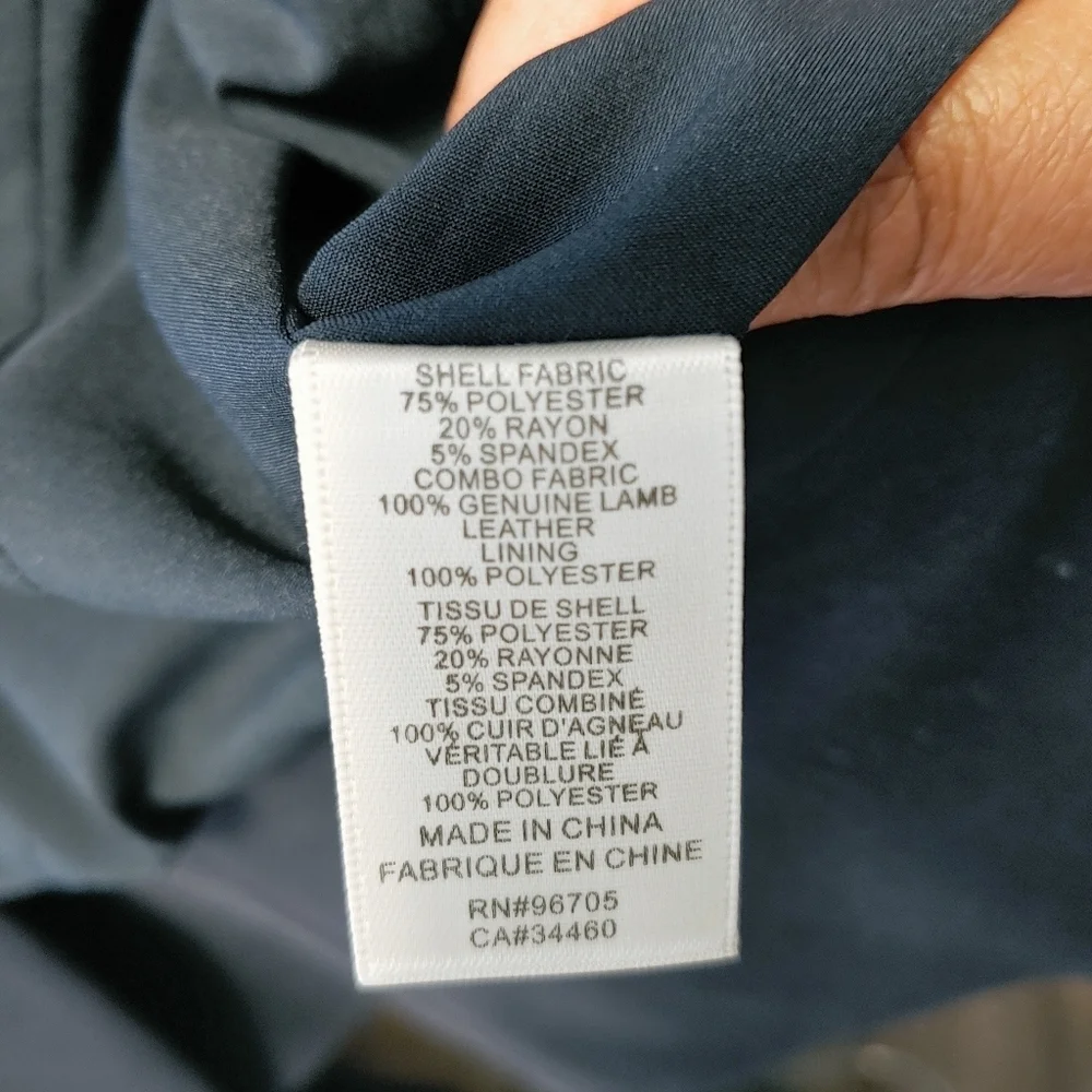 Rebecca Taylor Navy and Black Blazer with Lamb Leather Collar Sz 6 Contemporary